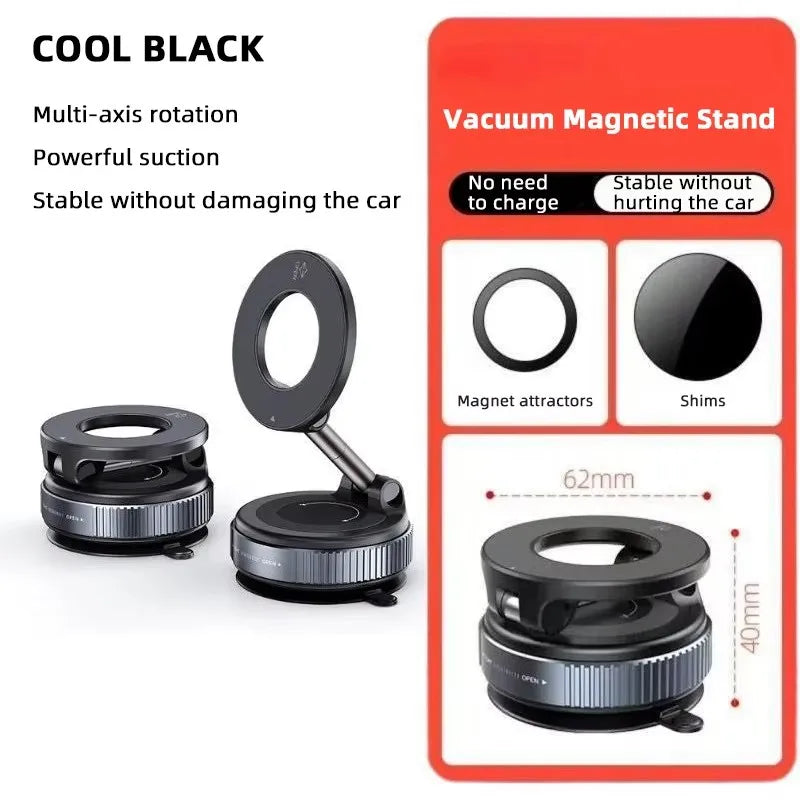 Strong Magnetic Car Phone Holder Foldable Design 360° Adjustable Vacuum Mount for CarDeskBathroom Use Three-axis Rotation For Free Adjustment A Convenient Choice For Multiple Scenarios