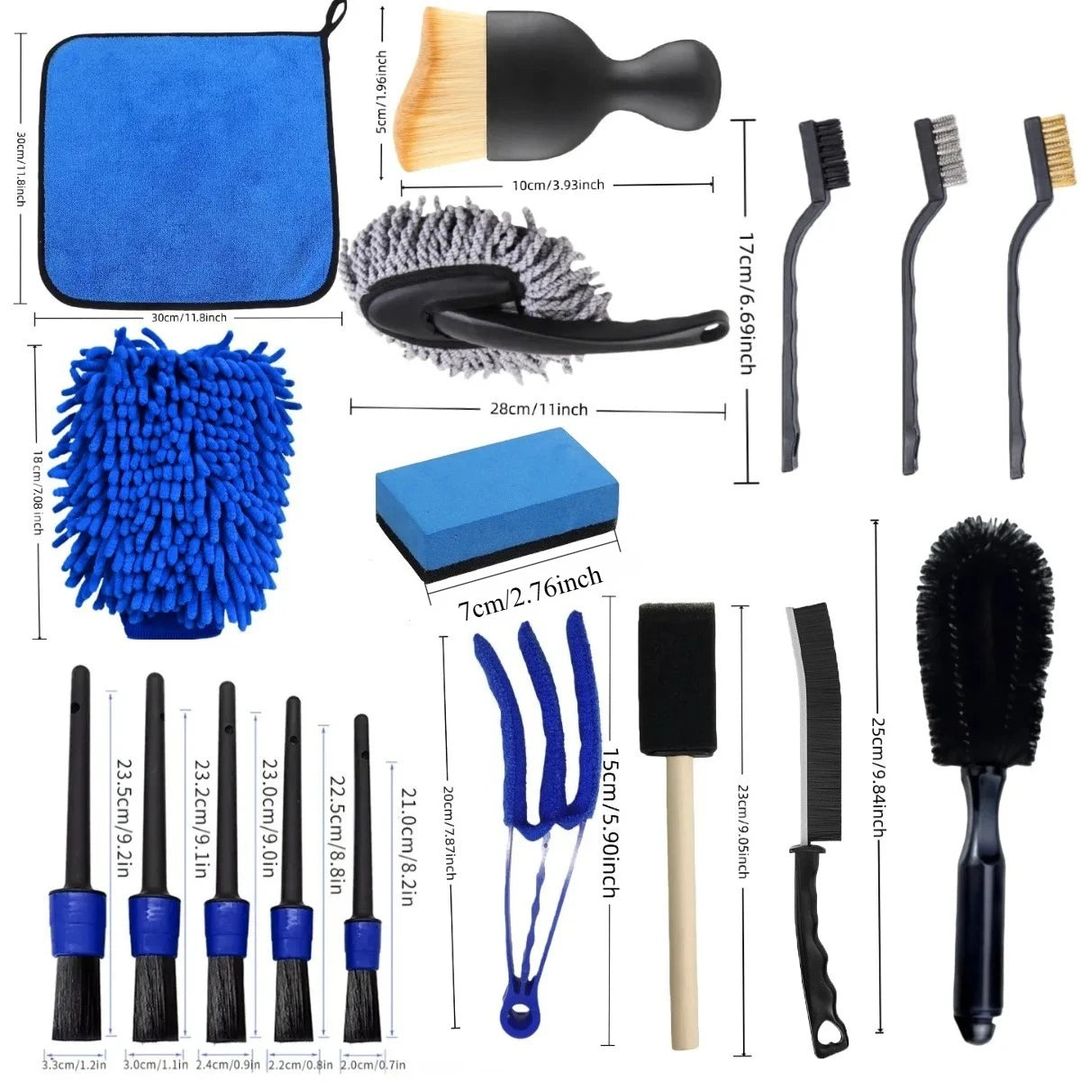 Car Detailing Brush Kit – 16 or 20 Pieces