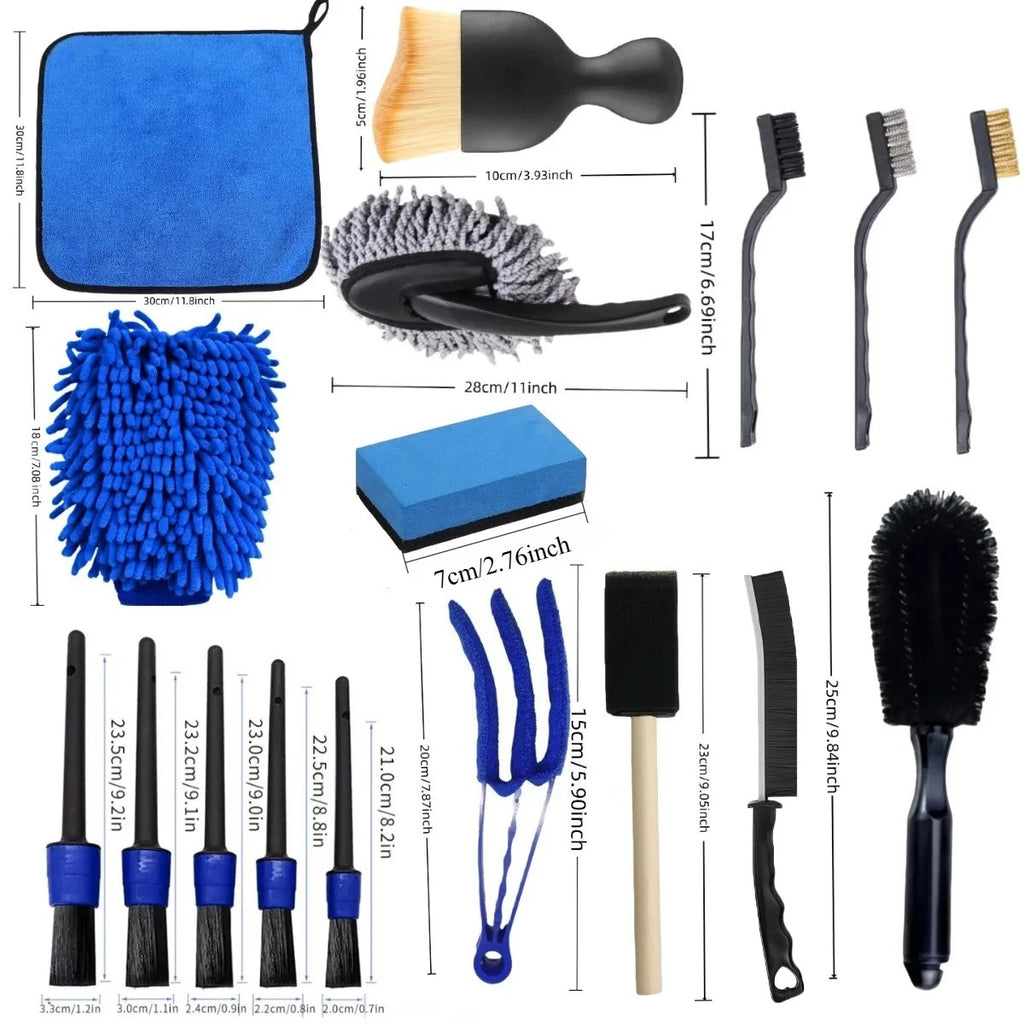 Car Detailing Brush Kit – 16 or 20 Pieces