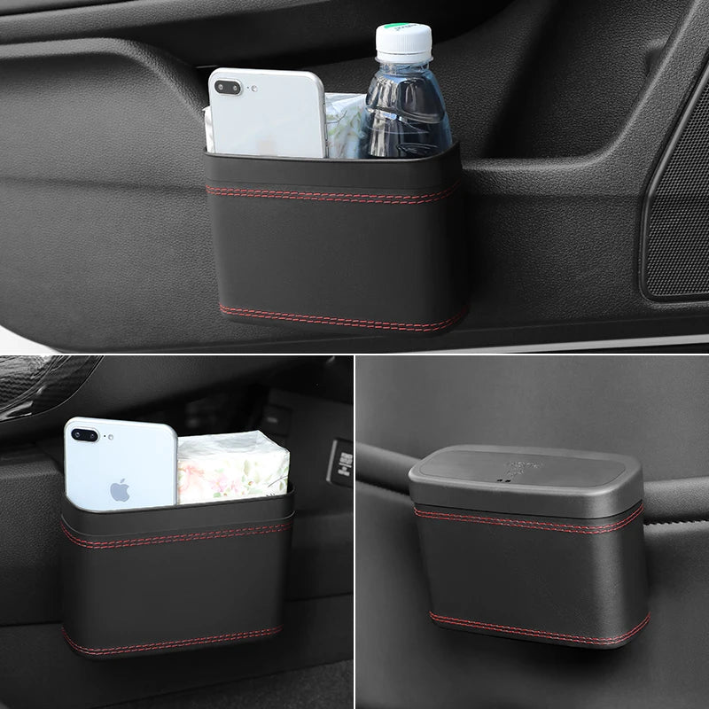 PU Leather Hanging Car Trash Can