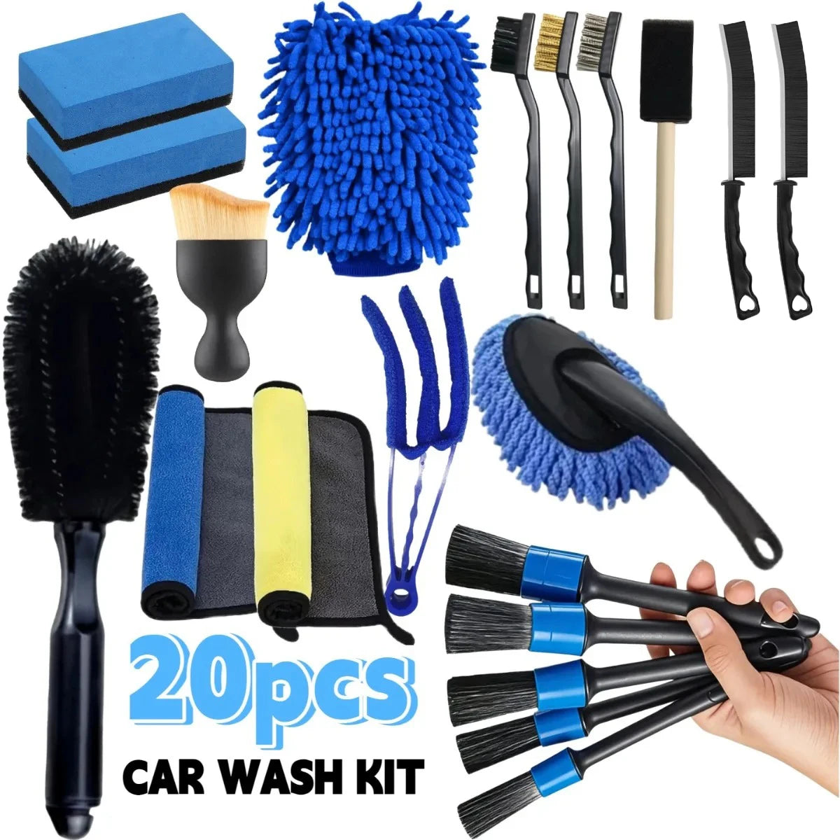 Car Detailing Brush Kit – 16 or 20 Pieces