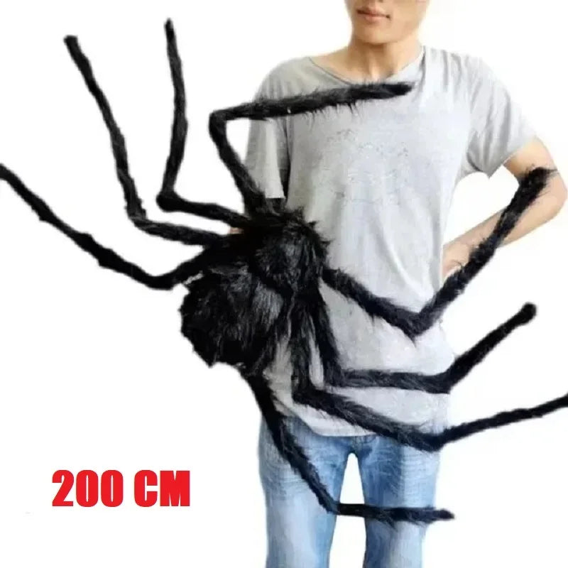 Halloween Big Plush Spider Horror Halloween Decoration Party Prop Outdoor Giant Spider Decor 30-200cm Chamber Prank Black Spider