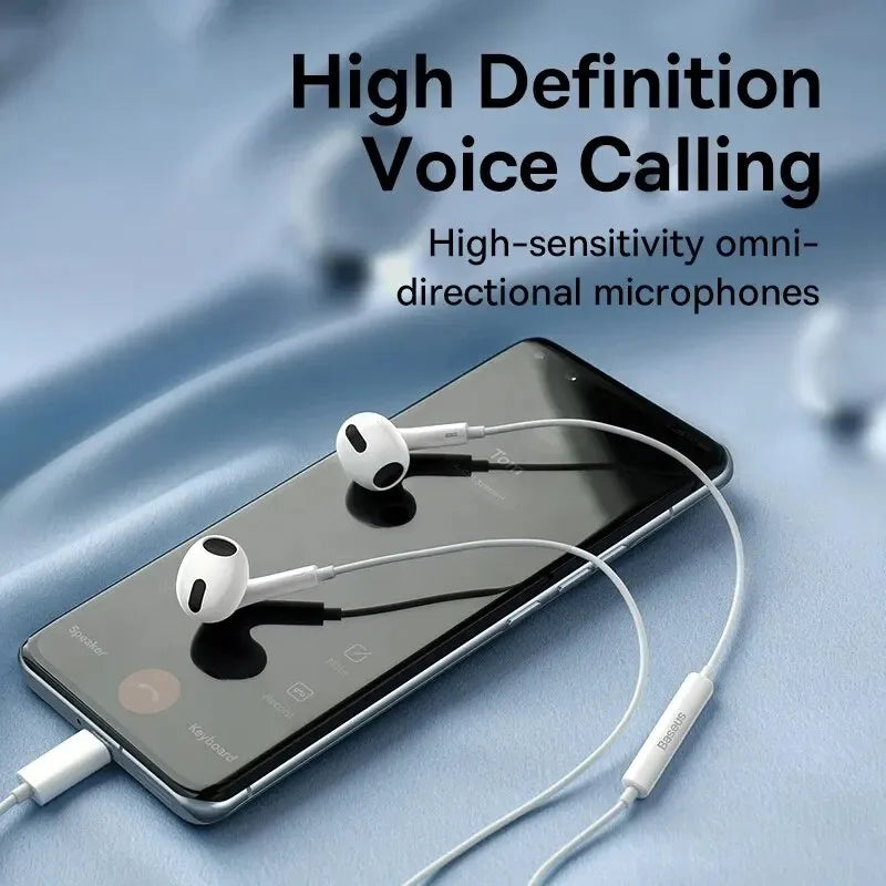 Original Wired Type C Headphones for Apple iPhone 17/16/15/14/13/12/11 pro Max/XS/X/XR/7/8/6 Bluetooth Earplugs Accessories